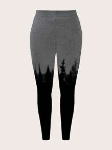 EMERY ROSE 大尺碼女裝休閒簡約森林圖案打底褲,適用於夏季 - 彩色 - 查看 2