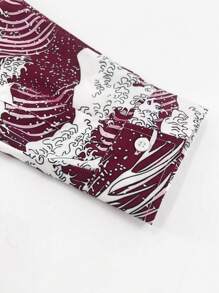 Manfinity Hypemode Men's Plus Size Wave Pattern Printed Shirt - Multicolor - View 5