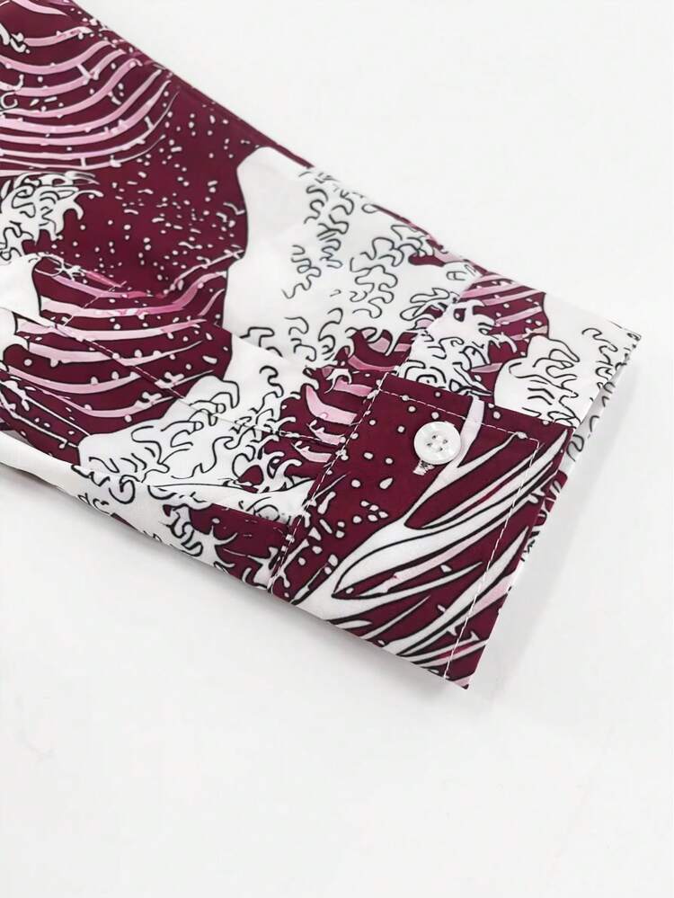 Men's Plus Size Wave Pattern Printed Shirt