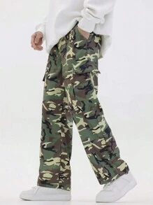 SHEIN Cậu bé Tween Eo đàn hồi Ngụy trang In Quần Cargo - Nhiều màu - Xem 1