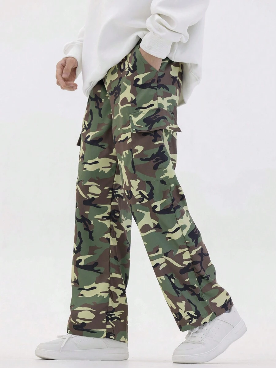 SHEIN Cậu bé Tween Eo đàn hồi Ngụy trang In Quần Cargo - Nhiều màu - Xem 1