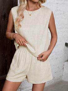 EMERY ROSE Của phụ nữ Màu thuần Giải trí Bộ - Màu be - Xem 4