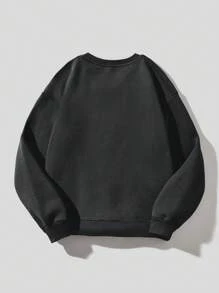 Coolane Text Printed Round Neck Drop Shoulder Sleeve Casual Sweatshirt In Fall/Winter - Dark Grey - View 2