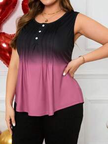 EMERY ROSE Áo ba lỗ sọc nửa xếp ly cỡ lớn cho giáo viên mùa hè, ngày lễ tình nhân - Hồng - Xem 4