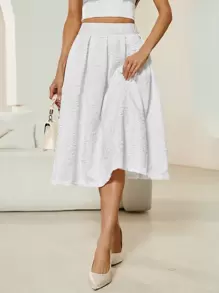 SHEIN Privé Của phụ nữ Dệt hoa Váy - trắng - Xem 3