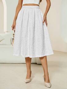 SHEIN Privé Của phụ nữ Dệt hoa Váy - trắng - Xem 5