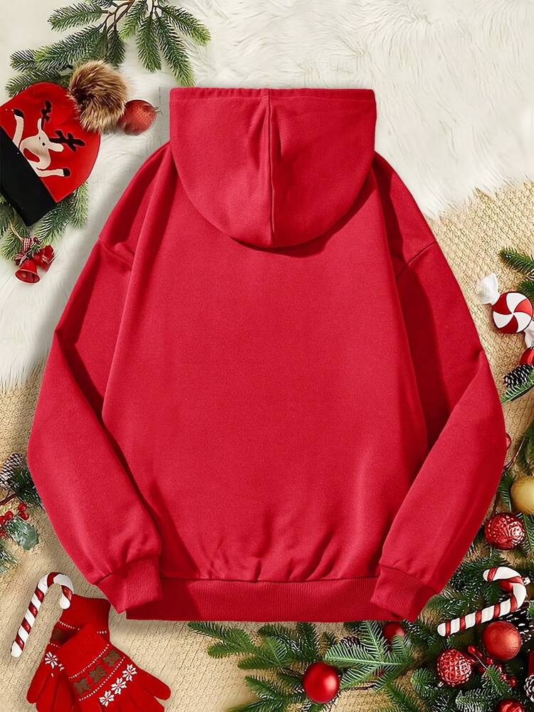 1pc Women's Loose Fit Hoodie With Slogan Print