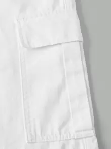 Manfinity Homme Men'S Solid Color Cargo Jeans - White - View 4