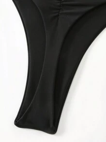 Swim Basics Pantaloni de bikini de damă, de culoare uni, cu pliuri