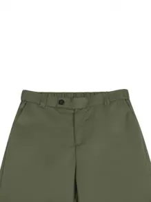 Calvornis Men's Elastic Waist Slim Fit Suit Pants - Army Green - View 5