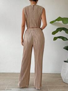 Chiquease 實心紋理休閒套裝 - 卡其色 - 查看 2