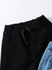 男童抽绳腰牛仔短裤 - 藍色 - 查看 4