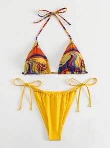 Swim SXY Women'S Vacation Style Flowy Printed Triangle Bikini Set - Multicolor - View 5