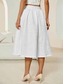 SHEIN Privé Của phụ nữ Dệt hoa Váy - trắng - Xem 2