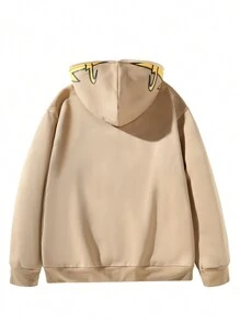 Manfinity Roghcode Men'S Plus Size Zipper-Up Hoodie - Apricot - View 2