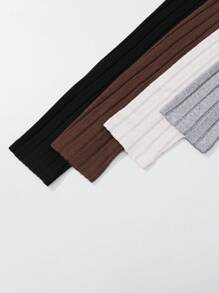 SHEIN Unity 4 cái/bộ Tay áo dài Đứng cổ áo Áo thun - Nhiều màu - Xem 3