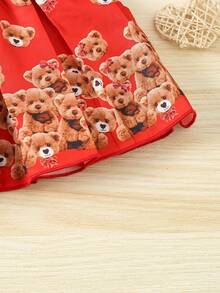 Baby Girl Lovely Red Skirt With Bear Print For Spring/Summer - Red - View 3
