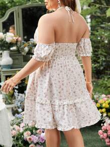 Flirla Robe tube moulante à fleurs éparpillées pour la Saint-Valentin, grande taille - Multicolore - Voir 3