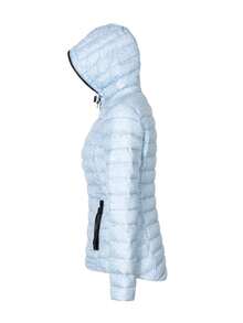 女士时尚轻便连帽加厚外套，带口袋，羽绒夹克，适合秋冬季 - 淺藍色 - 查看 3