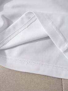 SHEIN EZwear Cat Print Short-Sleeve T-Shirt - White - View 3