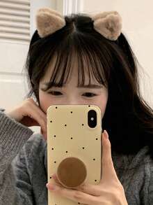 DAZY 毛茸茸貓耳朵造型髮垂夾 - 奶咖色 - 查看 3