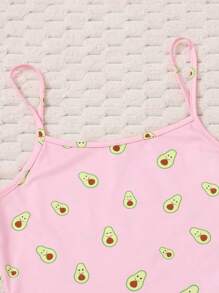 SHEIN Teenage Girls' Lovely Avocado Printed Sleepwear Set (Pajamas)