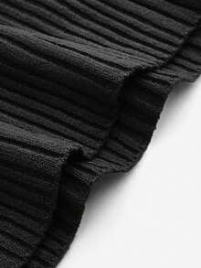 BizChic 女款純色立領腰袖毛衣連身裙 - 黑色 - 查看 10