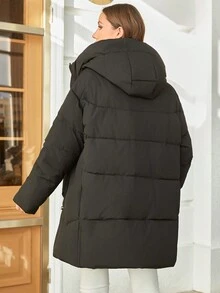 GASMAN Women's Long Sleeve Hooded Drawstring Jacket - Black - View 2