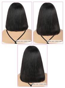 Short Bob Wig Fake Scalp Top Layered Straight Remy Hair Wigs With Bangs Jet Black Full Machine Made None Lace Wigs For Women