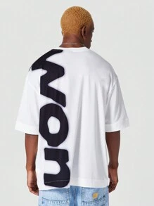 SUMWON Oversized Fit Tee With Front And Back Graphic Print - White - View 2
