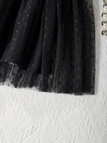 SHEIN Tween Girls的單肩背心上衣和網紗芭蕾裙套裝 - 彩色 - 查看 6