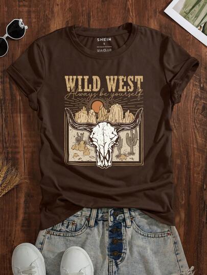 INAWLY Camiseta de manga corta con gráfico de letra, blusas con gráficos para mujeres