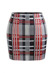 SHEIN Clasi Váy kẻ caro cỡ lớn cho nữ - Nhiều màu - Xem 1