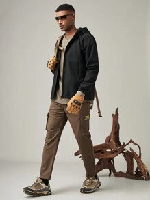 SHEIN In My Nature Men's Simple Solid Color Outdoor Pants With Pockets Suitable For