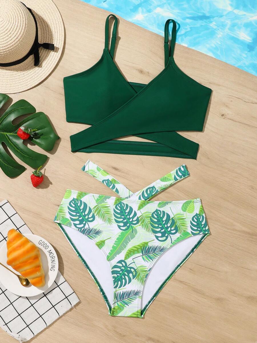 少女两件套比基尼套装 夏日海滩 - 彩色 - 查看 1