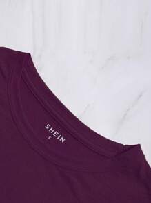 INAWLY 女式花卉印花短袖 T 恤图案 T 恤女式上衣 - 酒紅色 - 查看 4