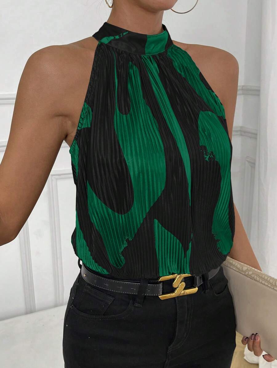 Chiquease Khối màu Halter Neck Áo - Nhiều màu - Xem 1