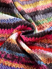 女式長袖休閒條紋夾克,適用於秋冬季節 - 彩色 - 查看 6