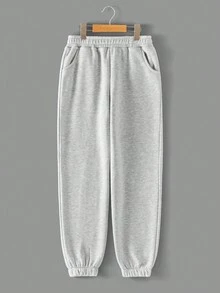 RueChic 3pcs Teen Girls' Elastic Waist, Slant Pockets, Fleece Lined Sweatpants - Multicolor - View 6