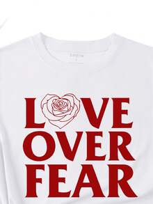 INAWLY 帶有字母和花卉印花的短袖t卹 - 白色 - 查看 4