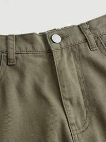 SHEIN Cô gái Quần legging thẳng Với Nhiều Túi - xanh quân đội - Xem 3