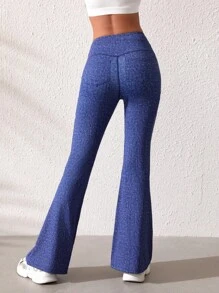 SHEIN Sports Pantalones deportivos con efecto de mezclilla y pierna de campana - Azul - Ver 7