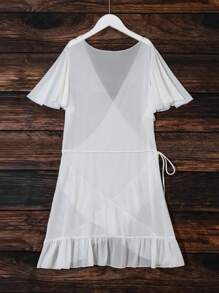 SHEIN Swim Summer Women'S Ruffled Hem Cover Up - White - View 6