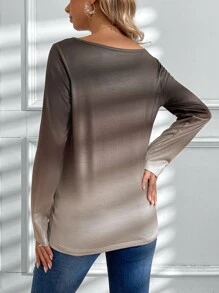 SHEIN Maternity Ombre T-Shirt - Brown - View 3