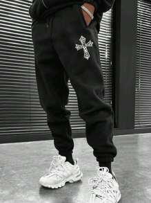 Manfinity LEGND Pantalones Deportivos Con Estampado Cruzado De Talla Grande Para Hombre