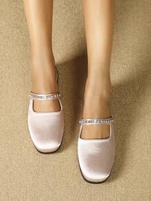 Women's Rhinestone Decor Flat Sole Soft Bottom Slipper, Versatile Sandals - Pink - View 7