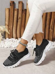 Women's Breathable Mesh Lightweight Versatile Soft Bottom Comfortable Sports Shoes - Black - View 1