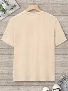 Men's Slogan Printed T-Shirt - Apricot - View 2