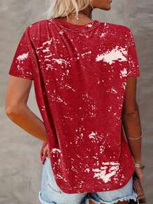 SHEIN LUNE Slogan Print Short Sleeve T-Shirt - Multicolor - View 2