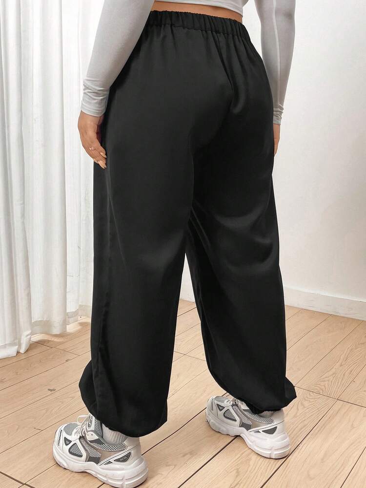 Plus Size Women'S Cropped Casual Commuting Pants With Elastic Cuffs Fall Cloth For Women